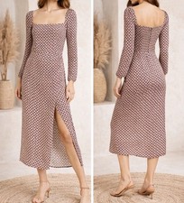 Reformation Hilda Square Neckline Midi Dress in Plaza size 2