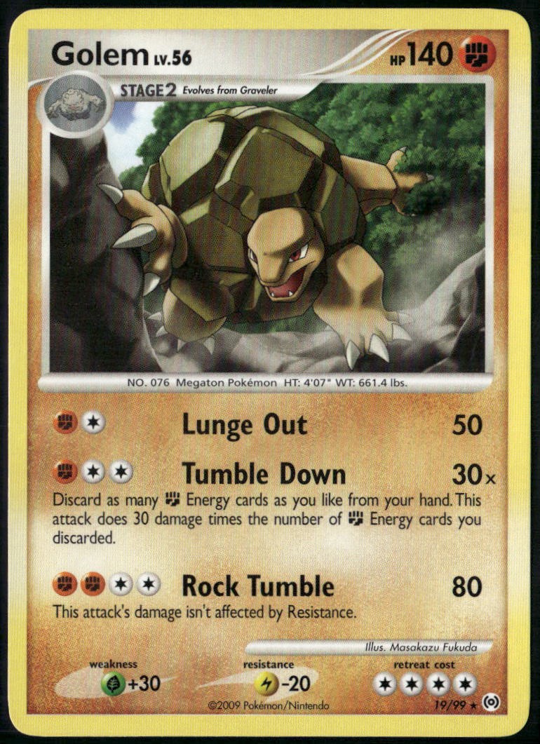 Golem 19/99 Rare Arceus LP Pokemon Card