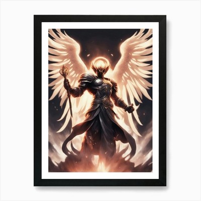 Heiliger Kämpfer der Seelen Kunstdruck gerahmt Wandbild Poster Leinwanddruck Bild