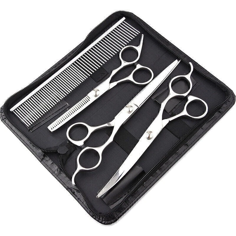 4 In 1 Pet Grooming Curved Scissors Dog Cat Hair Cutting Thinning Shears Comb