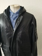 Crown by Schott nyc Supple Lambskins Leather Jacket with Hood men's Large Coat