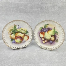 Vintage UCAGCO Porcelain Plates 8” Signed T Itoh & Yoshida Fruit Design Set Of 2