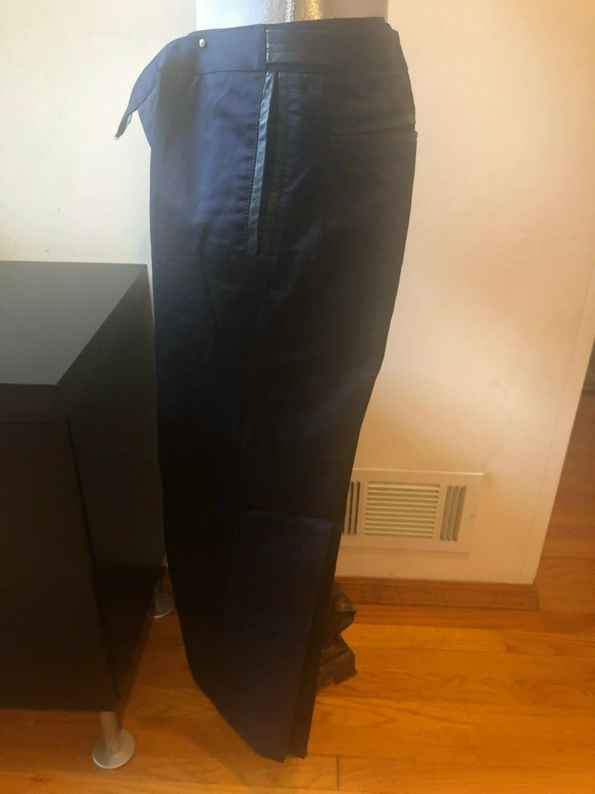 GIANNI VERSACE BLU ABITO PANTALONE COTONE CON RIFINITURE IN PELLE TAGLIA M