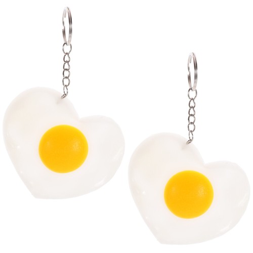 2 Pcs Love Poached Egg Keychain Rings Ornaments Bag Hanging Pendants - Picture 3 of 12
