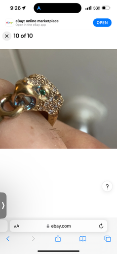 Mia Fiore Panther emerald eye ring 14k Gold over sterling silver 925 size 8 - Picture 10 of 10