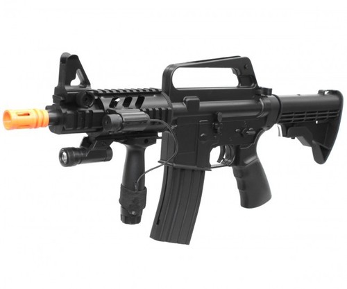WELL 230 FPS M16 RIS CQB Spring Airsoft Rifle w/ Laser, Flashlight & Grip M16A5 - Picture 3 of 4