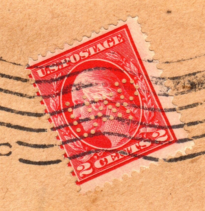 Union & Planters Bank Scarce Scarlet Perfin WF Memphis, Tenn