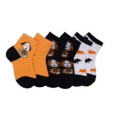Peanuts Snoopy Character Toddlers 3- Pack Cozy Crews Quarter Socks, Size 2T-3T
