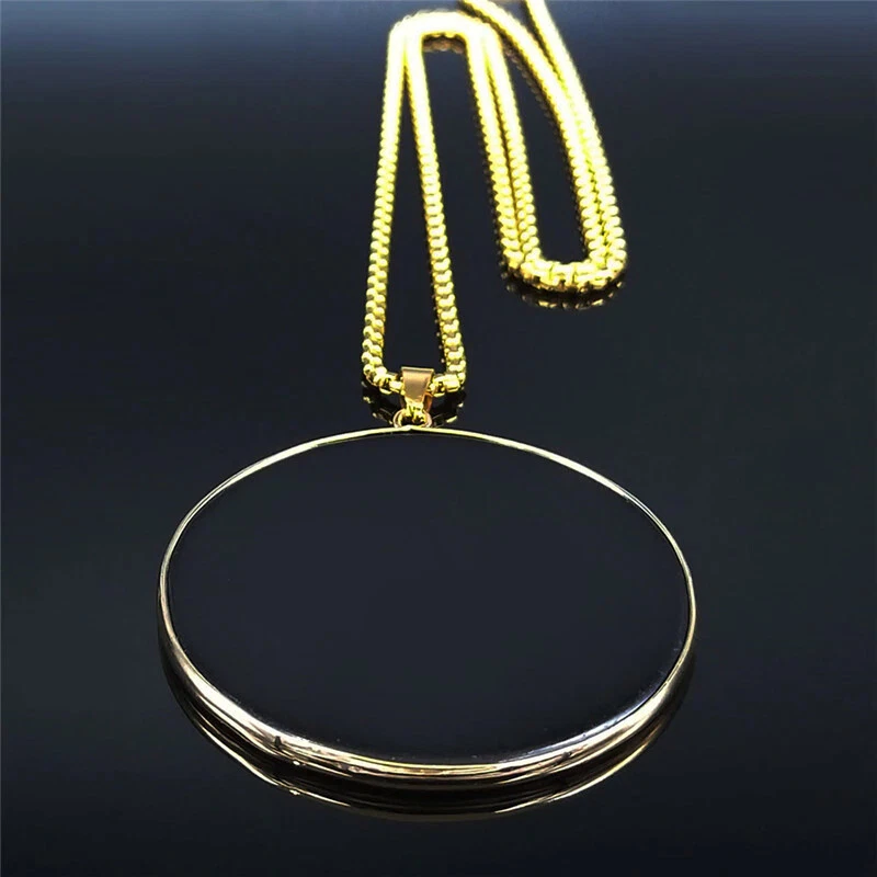 Black Obsidian Scrying Disc Gold Stainless Steel Occult Witches Prophecy Pendant - Image 3 of 4