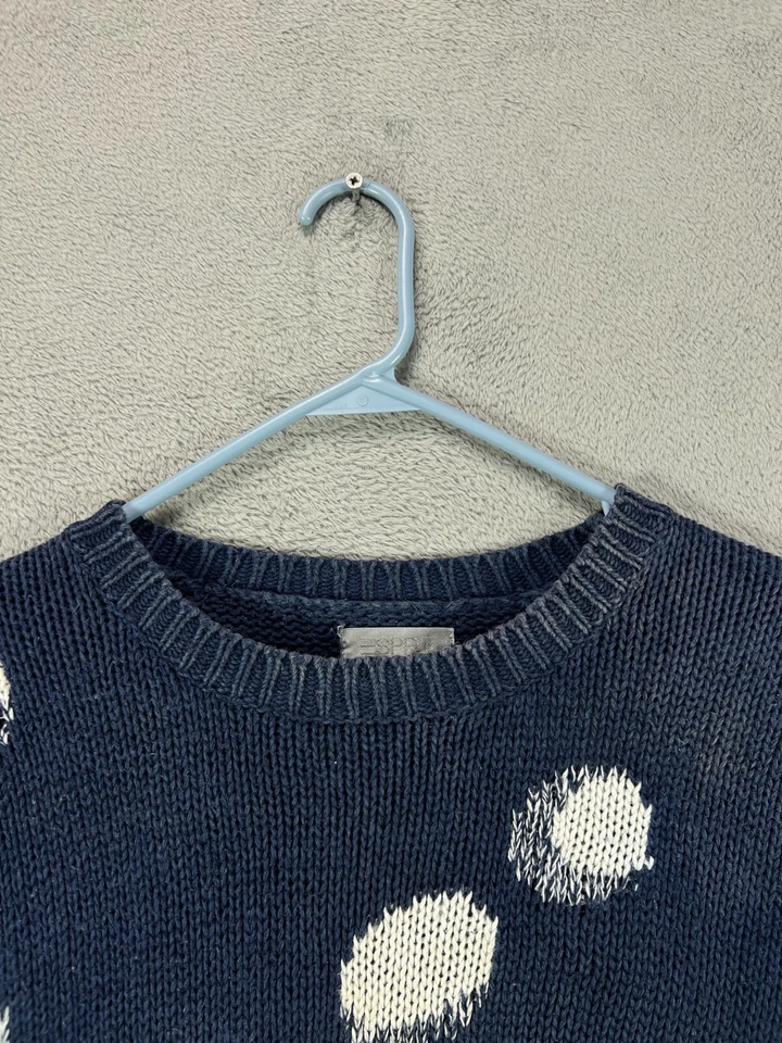 Vintage 80s 90s ESPIRIT Womens Sweaters Large Blue Chunky Knit Crew Art Deco - Image 3 of 4