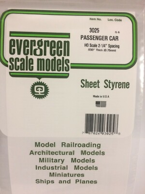 Evergreen EV3025 Bogen Gestreift Styrolfrei Weiß 15x30cm 0,64mm Skala Ich Modell