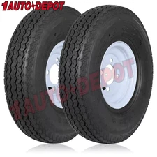 WEIZE 4.80-8 4.80x8 Trailer Tires with 8" White Rims, 6PR, Load Range C Set of 2