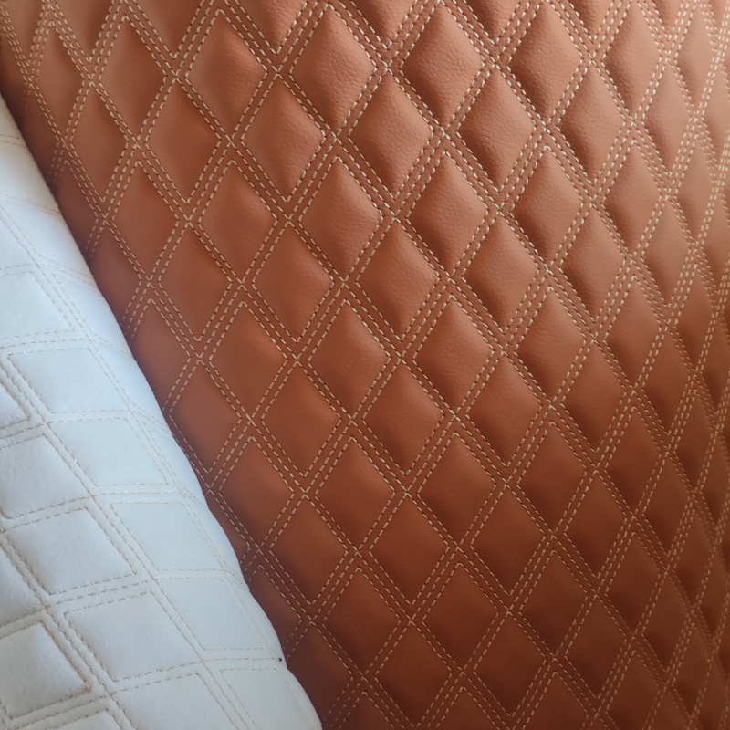 Thick Faux Leather Quilted Vinyl Fabric Car Seat Foam Backing 