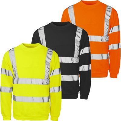 Hi Viz Crew Nick Fleece Jumper Sweatshirt Visibility Work Security Top