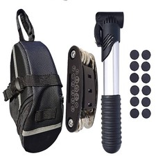 Bike Tire Pump Tool Kit Flat Tube Puncture Re...