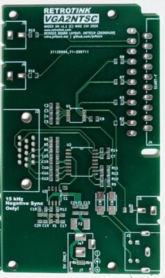 Retrotink × 2 Pcs. VGA2NTSC Bare PCB Boards Motherboards Green