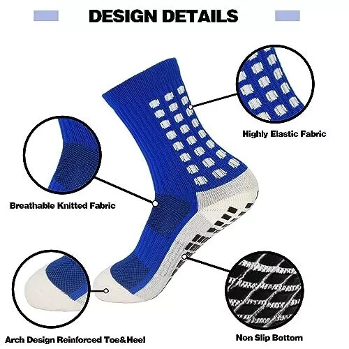 Kids Grip Athletic Socks,1-4 Pairs 8-12 Years #3 Black+red+white+blue(4 Pairs) - Picture 5 of 9