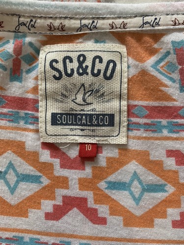 SoulCal&Co Republic White Navy Blue Aztec Print T-Shirt Tee Top Size UK10 - Picture 6 of 6