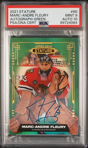 Marc-Andre Fleury 2021 Upper Deck Stature Green Auto /50 #60 Pop 1