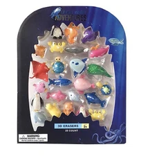 Underwater Adventures 3D Animal Erasers 25 Piece Set Back to School Supplies
