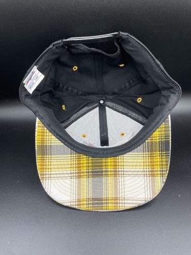 Cappello vintage a quadri camionista berretto snapback Nissin trattore pull giallo ricamato - Foto 6 di 7