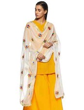 White Fashion Women Long Dupatta Chunni Stole Chanderi Cotton Neck Wrap Hijab