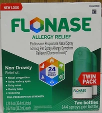 Flonase Allergy Relief Twin Pack 2 X 144 Metered Sprays New Package