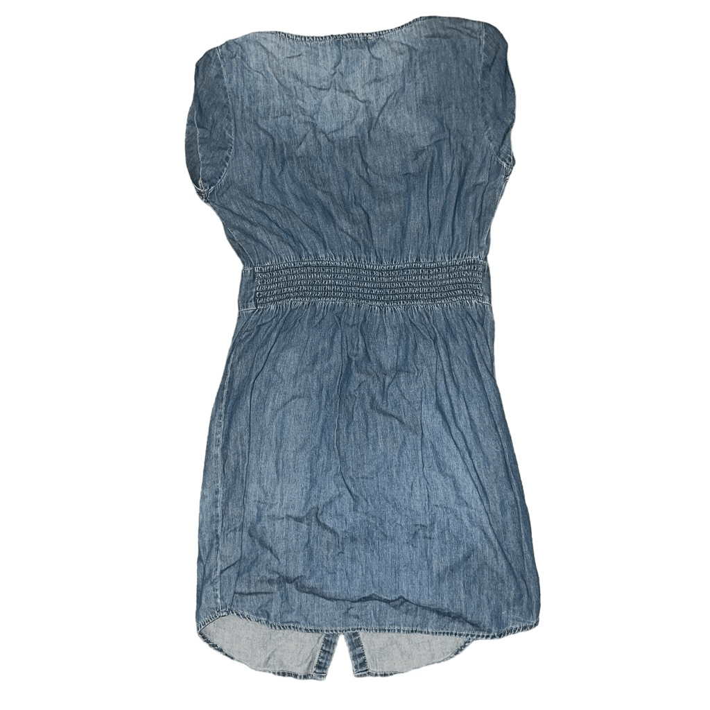 jessica simpson denim dress Jessica Simpson Denim Dress L Faded Black Stretch Full Front Zip Bimbo Core