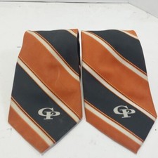 Paired Bendinger Print Neckties Orange Black Made in USA 60" CP Logo