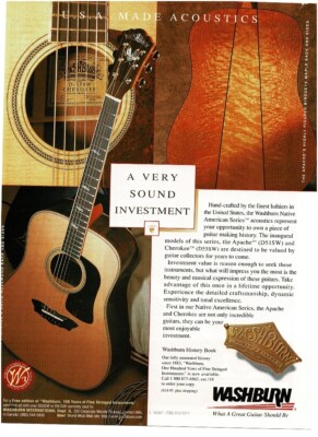 1995 WASHBURN Cherokee Acoustic Guitar Vintage print ad 