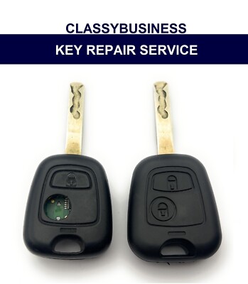 Reparatur Service für Peugeot 307 107 207 Citroen C2 C3 C4 C5 2 Tasten Schlüsselanhänger Etui