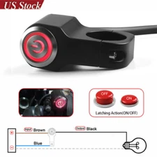 Motorcycle 22mm 7/8" Handlebar Headlight Brake Fog Light ON-OFF Red LED Switch