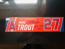 2019 Mike Trout AL MVP Game Used Locker Tag MLB Holo Inscribed Signed 