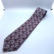 Gildas Club Vintage Silk Tie UNIQUE Red Silver Swirl USA Gilda Radner 57 x 3.75