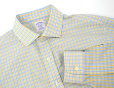 BROOKS BROTHERS Men's Non Iron Dress Shirt SIZE 16 34 Blue Yellow Check
