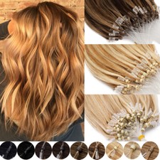 100S Balayage Remy Micro Loop Ring Bead Human Hair Extensions Full Head Pre ASP