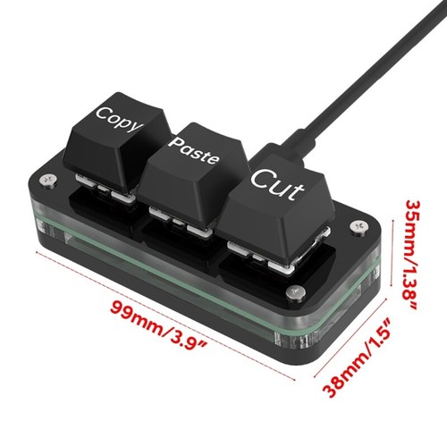 3 Keys Mini Keypad Programming Macro Keyboard Type-C Game Mechanical Keypad - Afbeelding 8 van 10