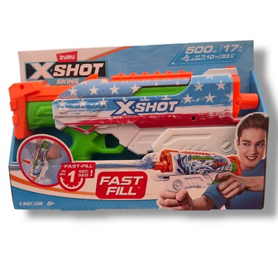ZURU X-Shot Water Fast-Fill Skins USA Hyperload Water Gun Blaster Beach Activity