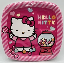 Hello Kitty Sweet Candy Pink Birthday Party 9" Square Divided Dinner Plates