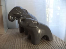 Rare JARU Mid Century Modern California Pottery Elephant Figurines Set Of Two