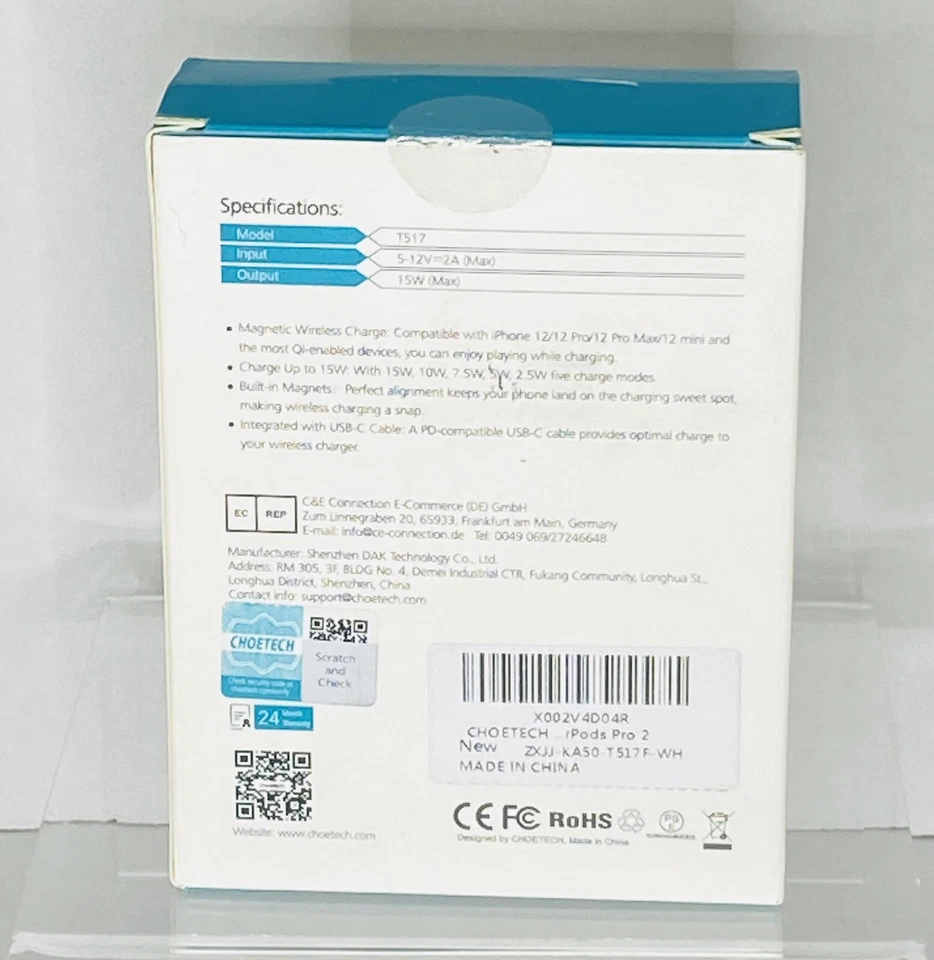 Novo em folha Choetech Magleap carregador rápido magnético sem fio para iPhone e Samsung - Imagem 2 de 4