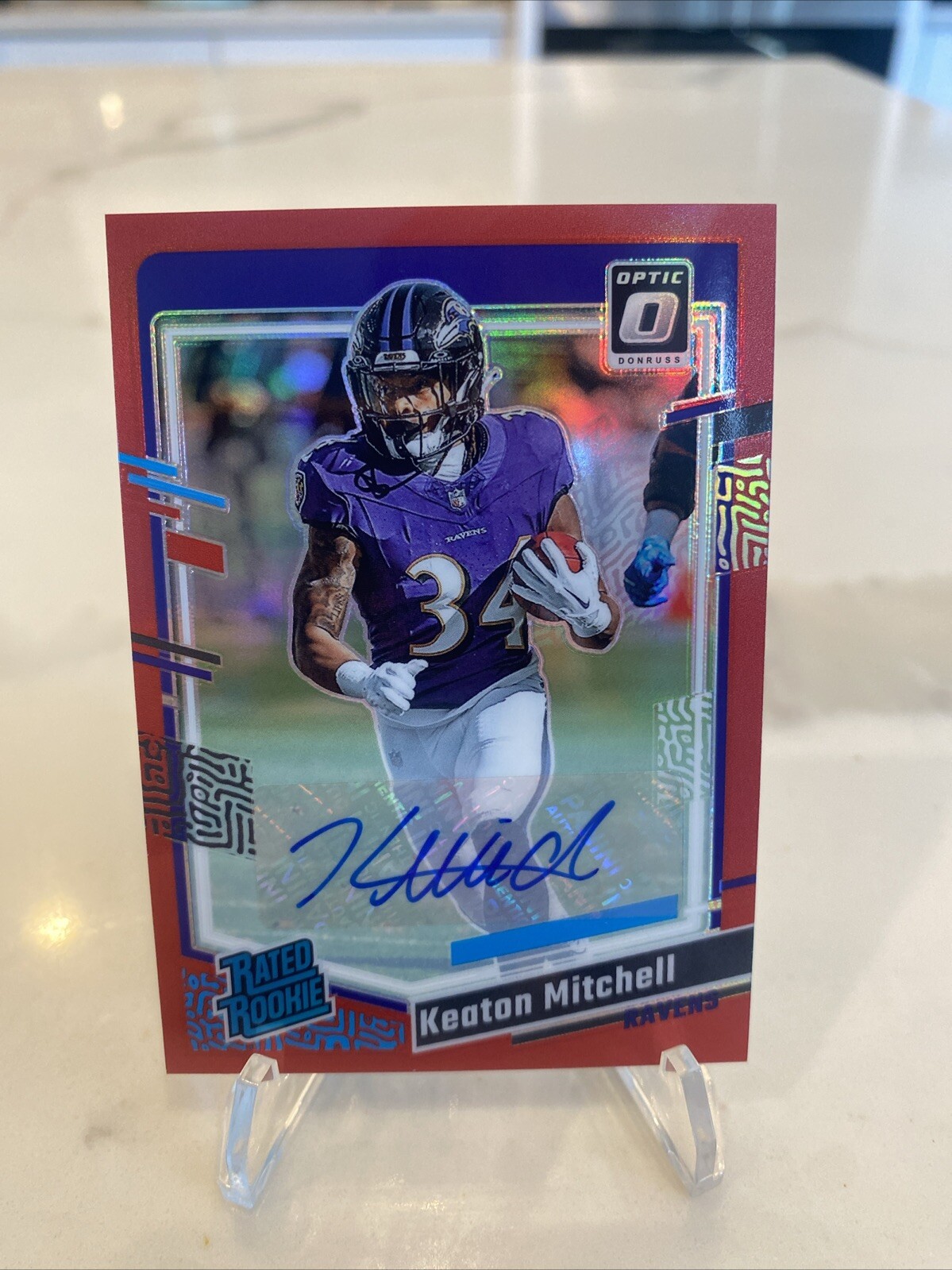 2023 Donruss Optic Keaton Mitchell Rated Rookie Auto Red Prizm /75 🔥 RC Ravens