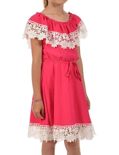 Dress A-Line Off-Shoulder Children Girls Summer Lace Short 30351 - Picture 9 of 38