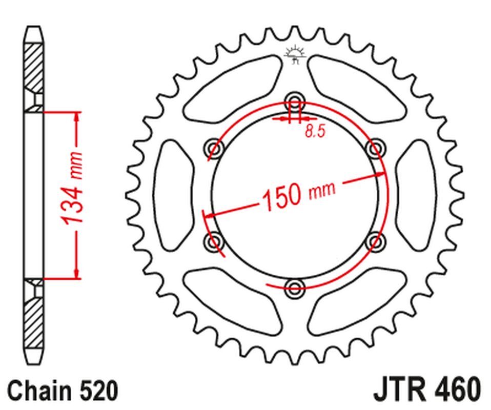 Couronne arrière moto JT 48945JT de 45 dents pour pas de chaîne 520 cross KAWASAKI KXF