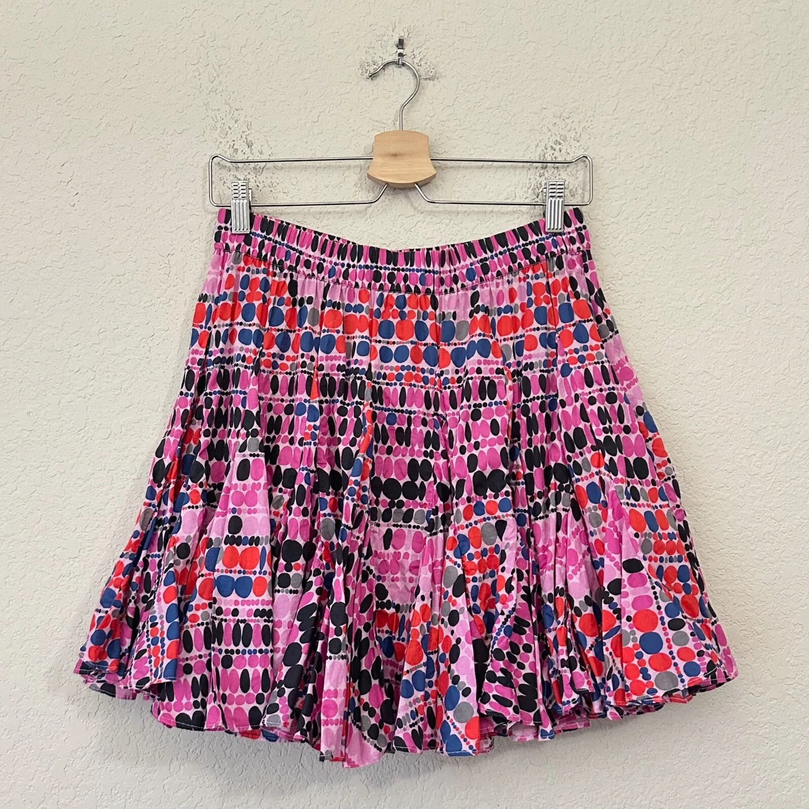 RHODE Hilliary Mini Skirt Womens S Multi Polka Dots Pleated Cotton Skater Hippie