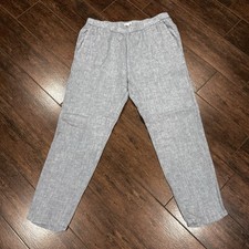 Eileen Fisher Pants Womens Small Gray 100 Organic Linen Pull On w/ Pockets