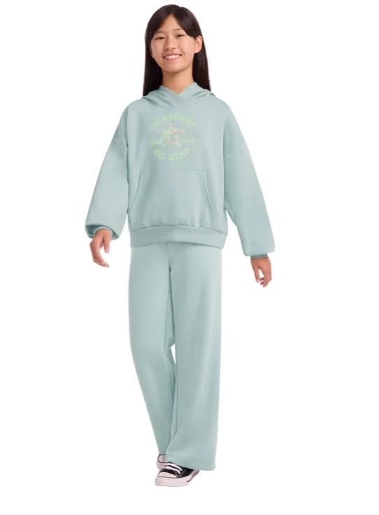 Converse Girls Boys Hoodie Sweatpants Green 2-Piece Relaxed Fit Elastic Waist thumbnail 2
