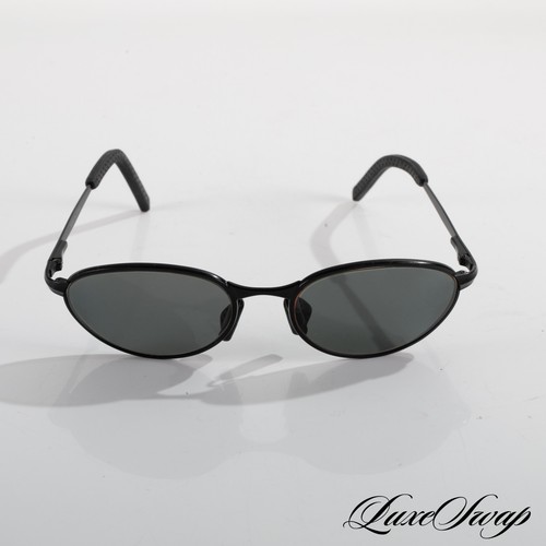 #1 MENSWEAR Vintage 1990s Cobra Made in Japan Black Oval Bug Eye Sunglasses NR - Picture 4 of 11