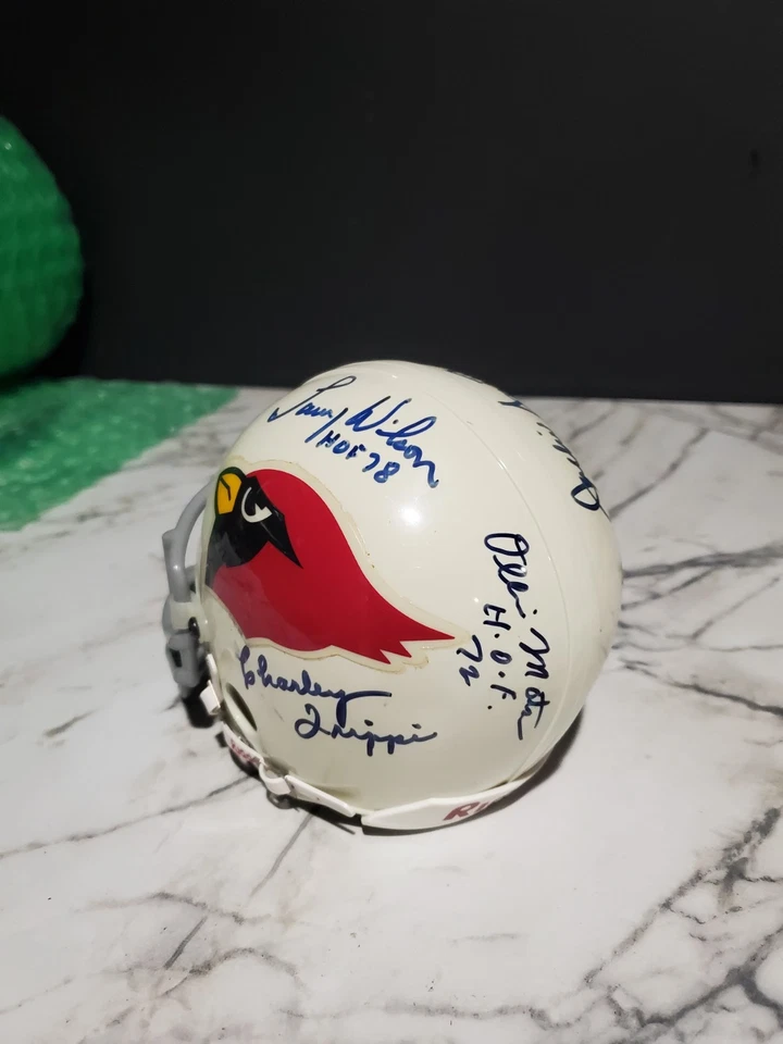 Minicasco firmado por Ollie Matson Jackie Smith Charley Trippi Larry Wilson con certificado de autenticidad Foto 3 de 4