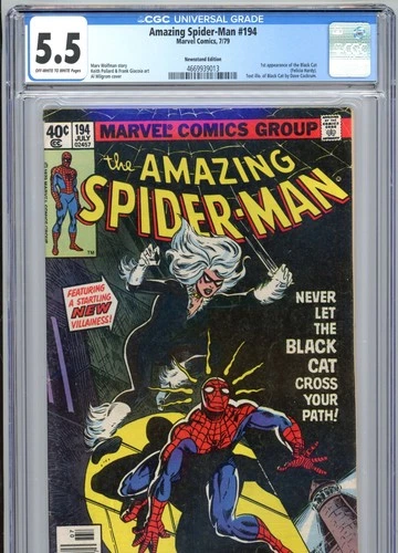 Amazing Spider-Man #194 CGC 5.5 OW-WP Newsstand 1st Black Cat Marvel Comics 1979